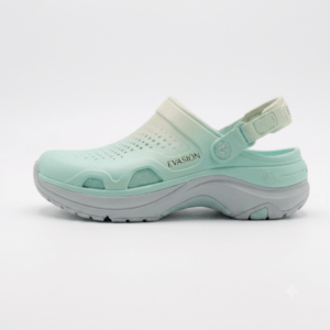 Chaussure de confort EVASION coloris vert menthe et gris, vue de profil